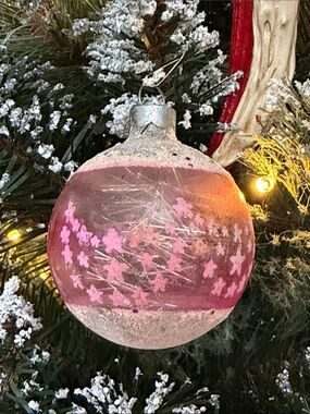Vintage Unsilvered Glass Christmas Ornament With Tinsel Inside